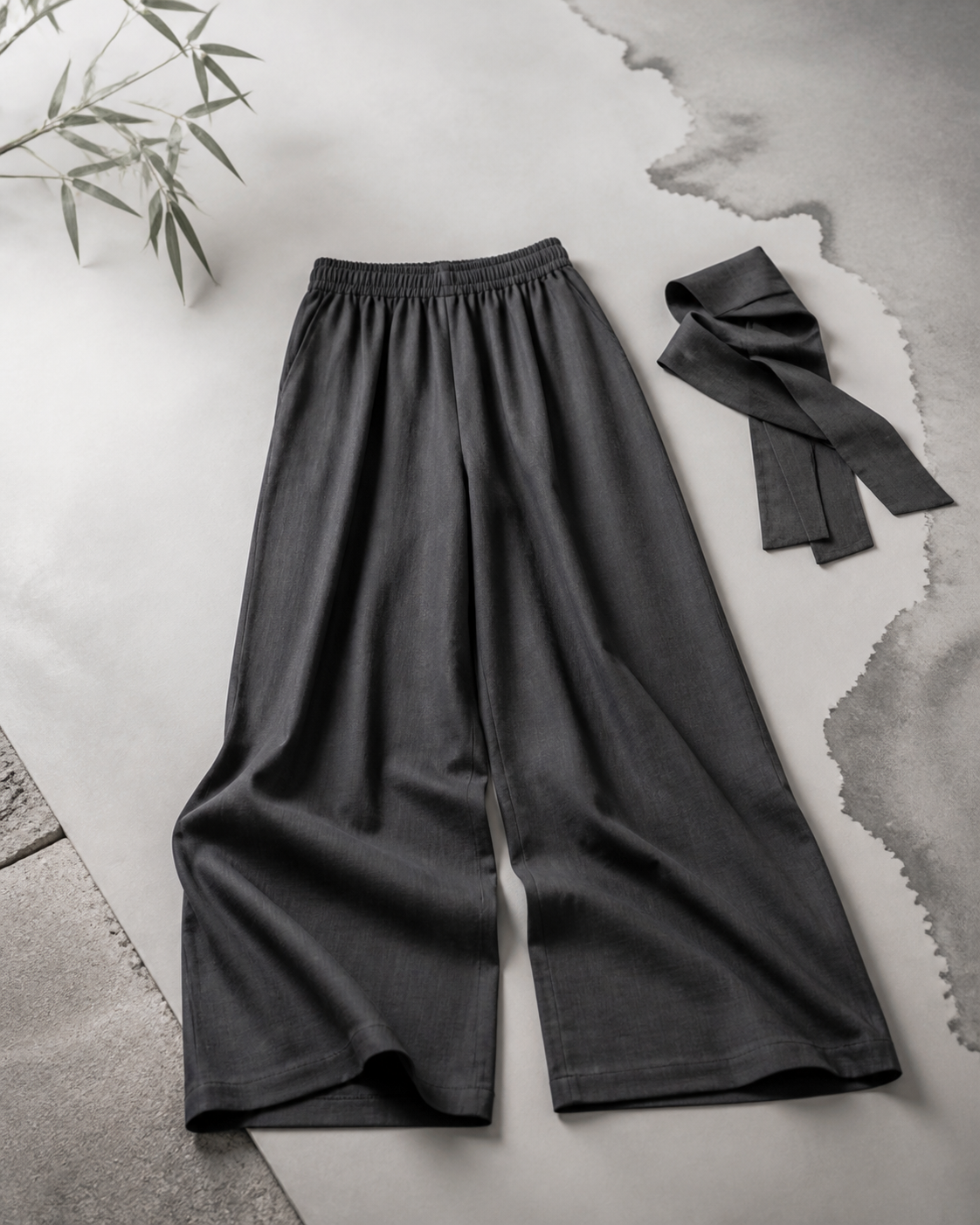 Charcoal wide-leg practice trousers